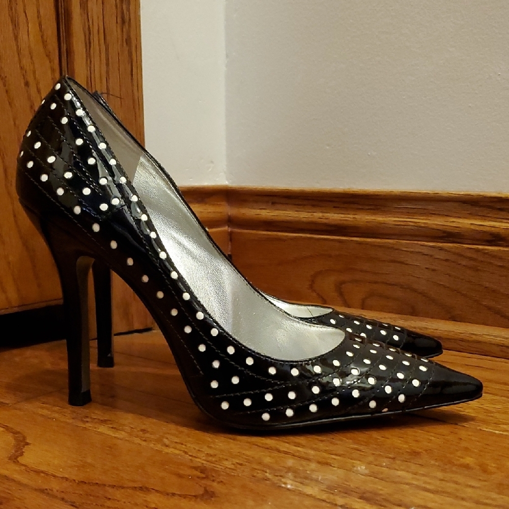 Jessica Simpson Black and White Polka Dot Heels